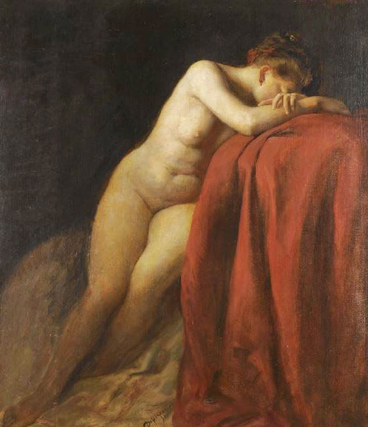Nude With Red Drape by Franz von Defregger