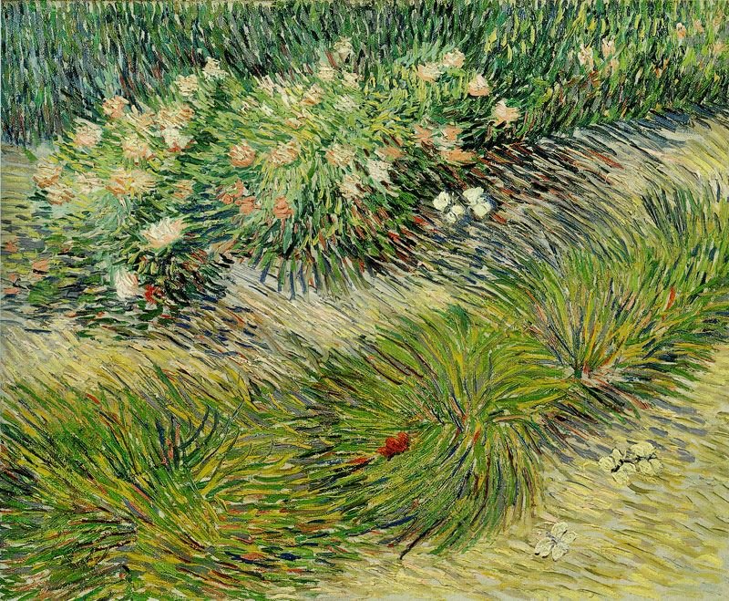 Grasses And Butterflies by Vincent van Gogh