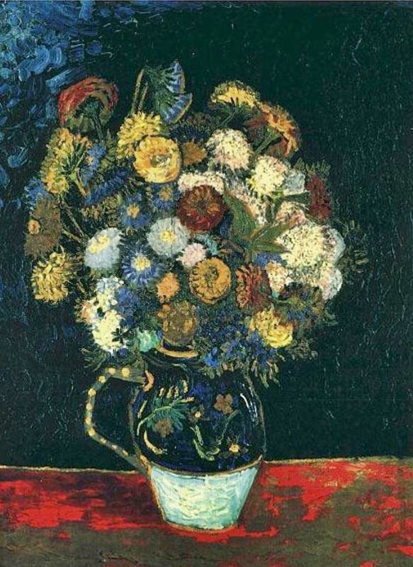 VASE WITH ZINNEAS
