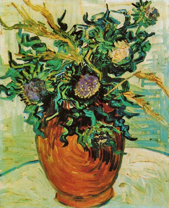 Vase With Flowers And Thistles by Vincent van Gogh