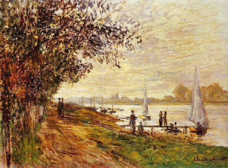 The Riverbank At Le Petit-Gennevilliers, Sunset by Claude Oscar Monet