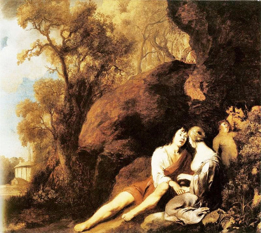 Amorous Couple In A Landscape by Peter Lel