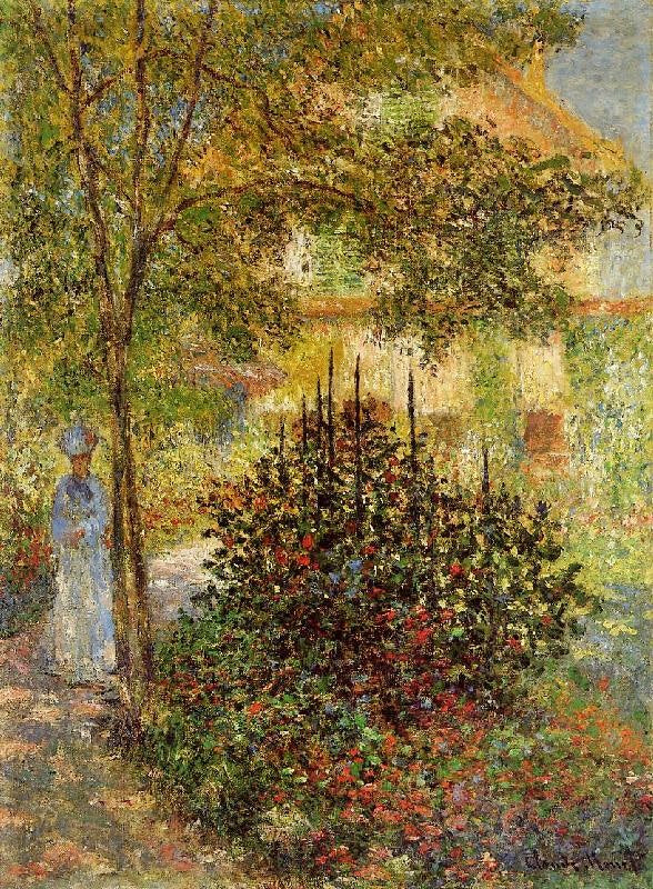 Camille Monet In The Garden At The House In Argenteuil by Claude Oscar Monet