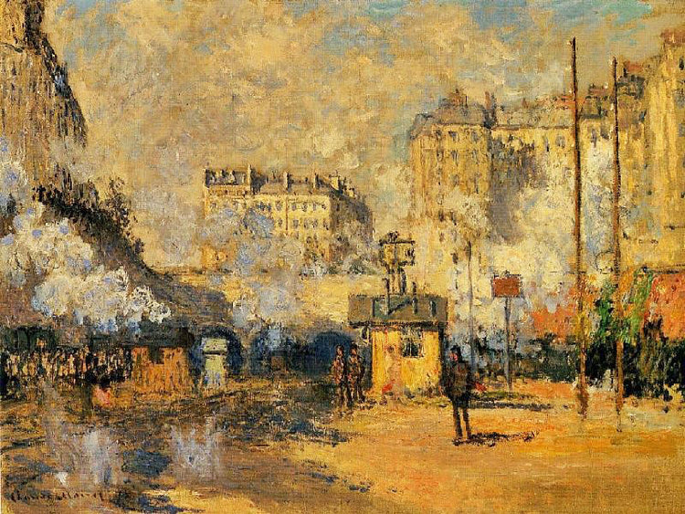 Exterior Of Saint-Lazare Station, Sunlight Effect by Claude Oscar Monet