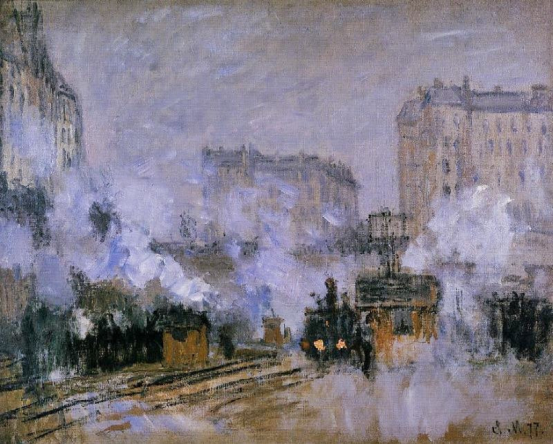 Exterior Of The Saint-Lazare Station, Arrival Of A Train by Claude Oscar Monet