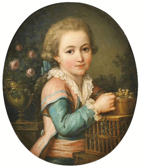 Portrait Of A Young Boy Feeding Birds by Marie-Victoire Lemoine