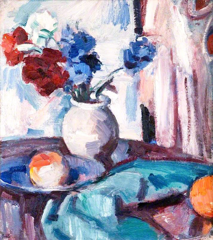 Anemones In A Brown Jar by Samuel John Peploe