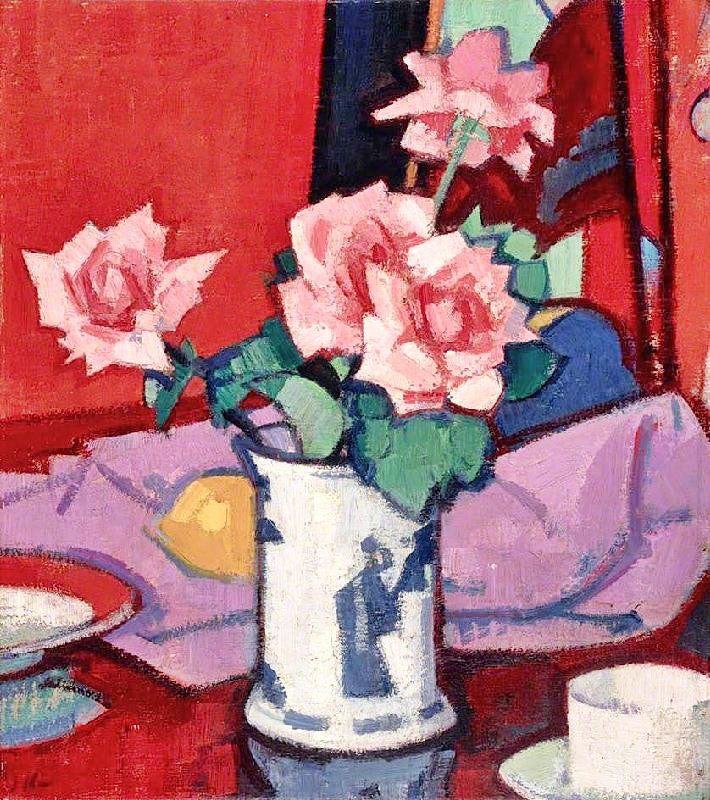 Pink Roses, Chinese Vase by Samuel John Peploe