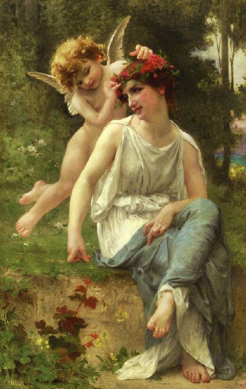 Cupid Adoring A Young Maiden by Guillaume Seignac