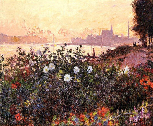 Argenteuil, Flowers By The Riverbank by Claude Oscar Monet