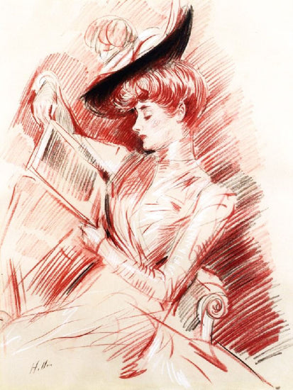 Madame Helleu Reading by Paul César Helleu