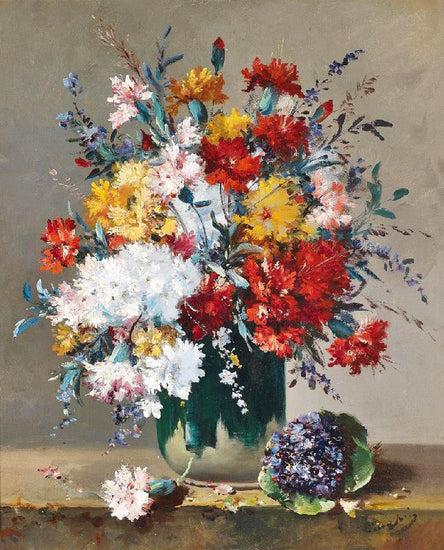 A Bouquet Of Flowers And A Posy Of Violets by Eugene Henri Cauchois