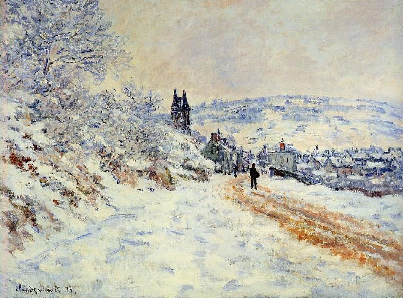 The Road To Vetheuil, Snow Effect by Claude Oscar Monet