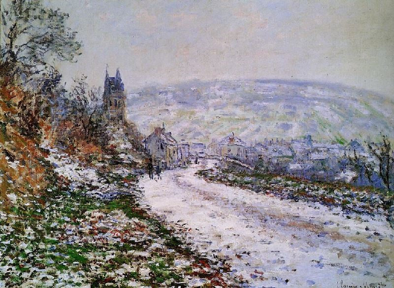 ENTERING THE VILLAGE OF VETHEUIL IN WINTER