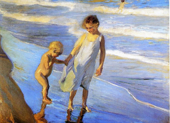 Valencia, Two Little Girls On A Beach by Joaquin Sorolla y Bastida
