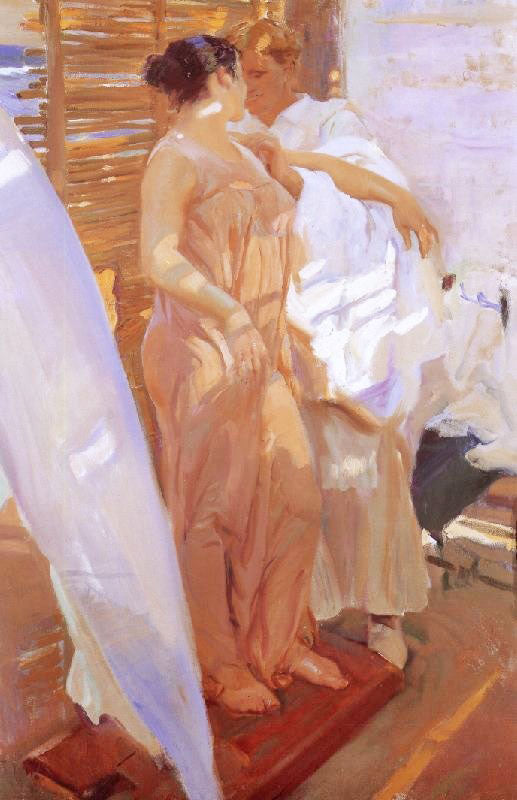 After The Bath, The Pink Robe by Joaquin Sorolla y Bastida