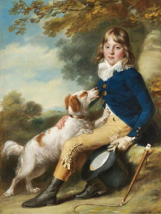 Portrait Of Thomas Sheppard With His Spaniel by John Russell