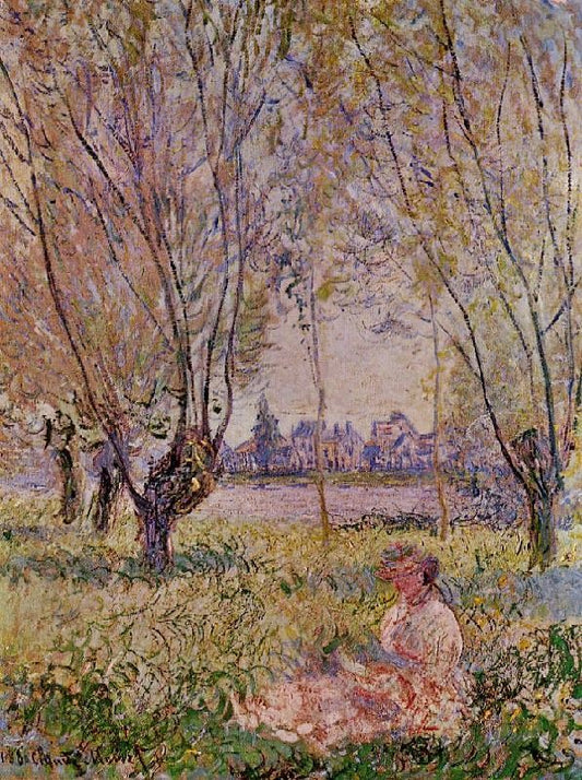 Woman Sitting Under The Willows by Claude Oscar Monet
