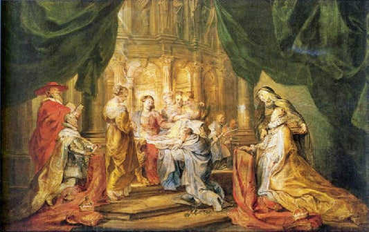 St Ildefonso Receiving A Priest Cloak by Peter Paul Rubens