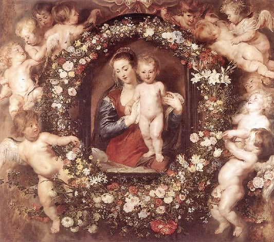 Madonna In Floral Wreath by Peter Paul Rubens