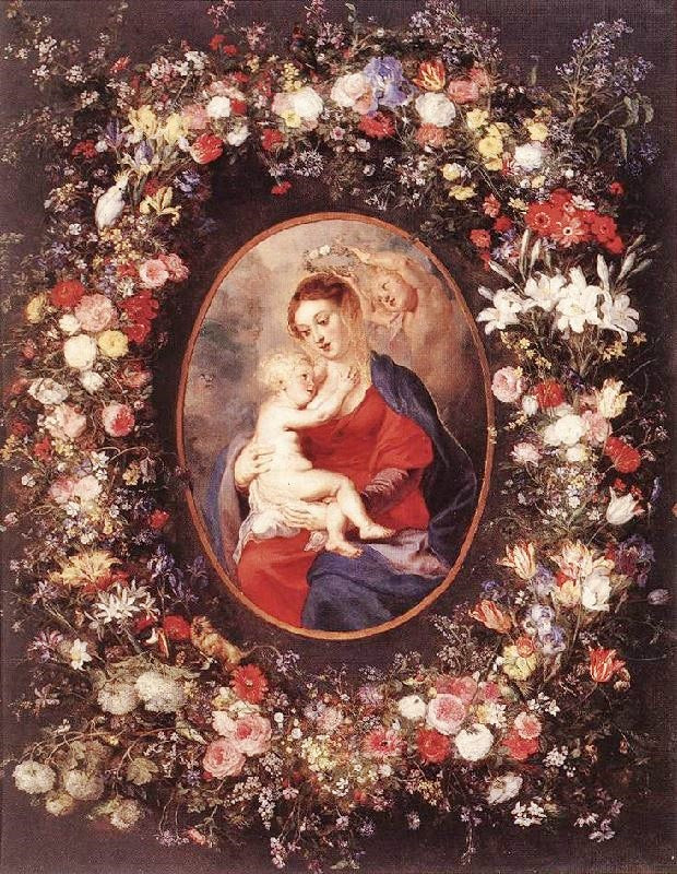 The Virgin And Child In A Garland Of Flower by Peter Paul Rubens