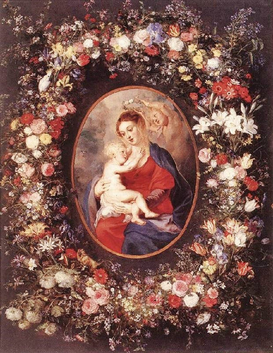 The Virgin And Child In A Garland Of Flower by Peter Paul Rubens