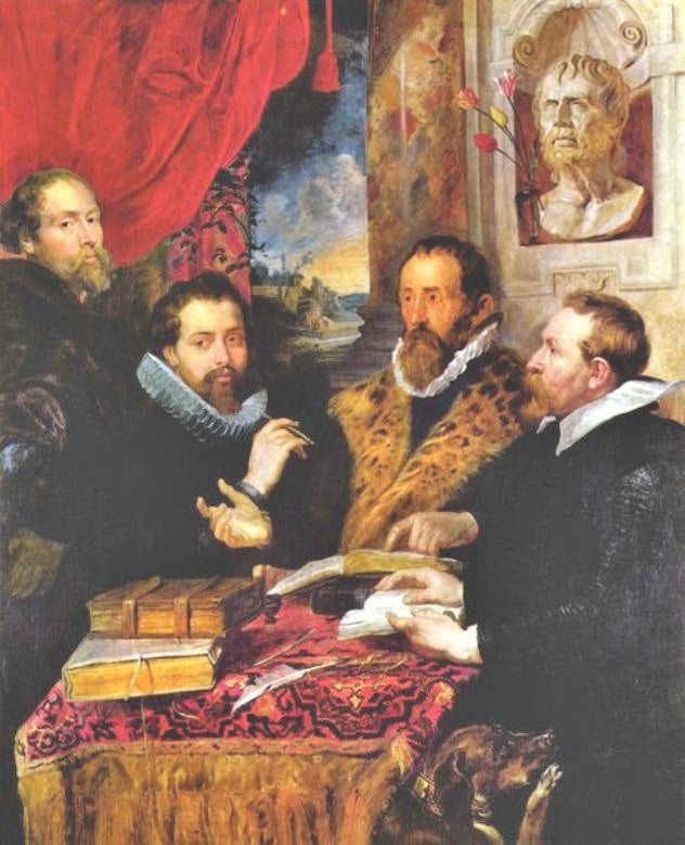 SELFPORTRAIT WITH BROTHER PHILIPP, JUSTUS LIPSIUS AND ANOTHER SCHOLAR