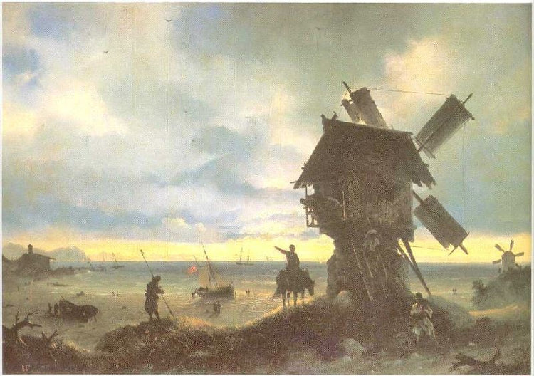 Windmill On The Sea Coast by Ivan Constantinovich Aivazovsk