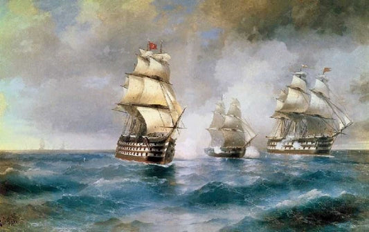 Brig Mercury Attacked Of Two Turkish Battleships. by Ivan Constantinovich Aivazovsk