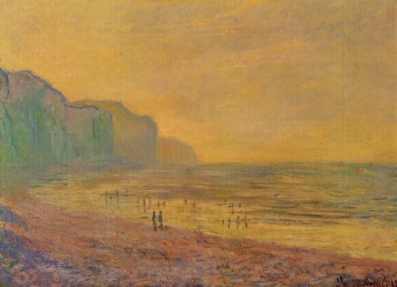 Low Tide At Pourville, Misty Weather by Claude Oscar Monet