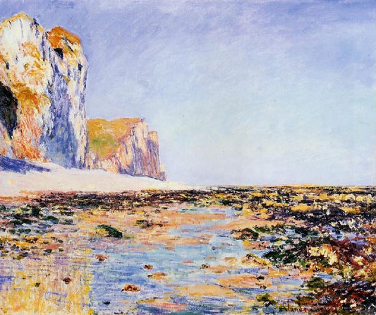 Beach And Cliffs At Pourville, Morning Effect by Claude Oscar Monet