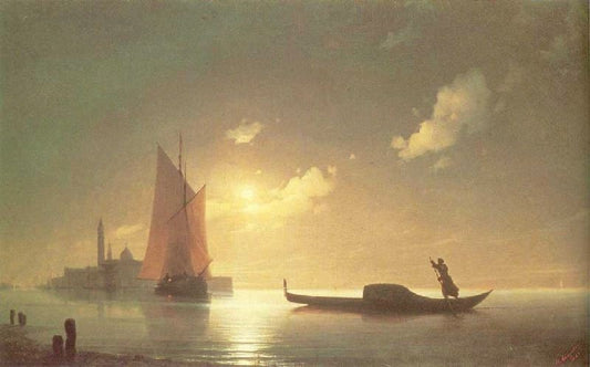 The Gondolier On Sea At Night by Ivan Constantinovich Aivazovsk