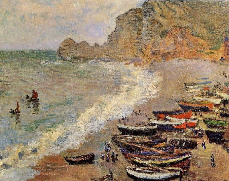 Beach At Etretat by Claude Oscar Monet
