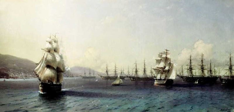 The Black Sea Fleet In Feodosiya by Ivan Constantinovich Aivazovsk