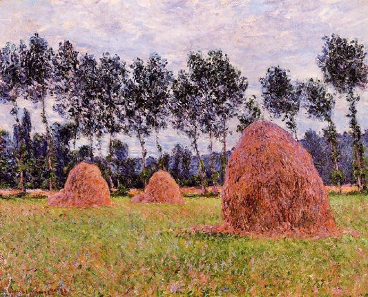 Haystacks, Overcast Day by Claude Oscar Monet