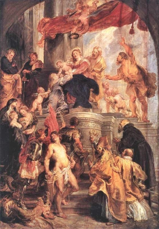 Virgin And Child Enthroned With Saints by Peter Paul Rubens
