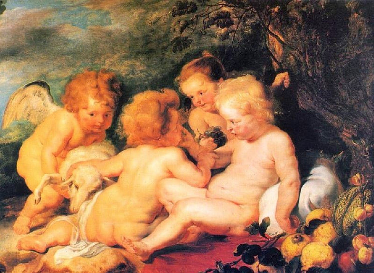 Christ And St. John With Angels by Peter Paul Rubens