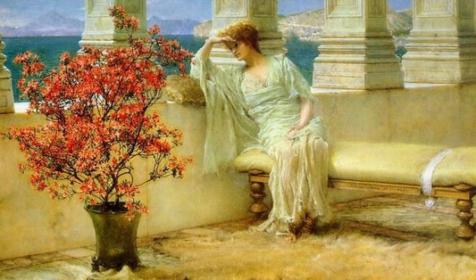 Her Eyes Are With Her Thoughts And They Are Far Away by Sir Lawrence Alma-Tadema