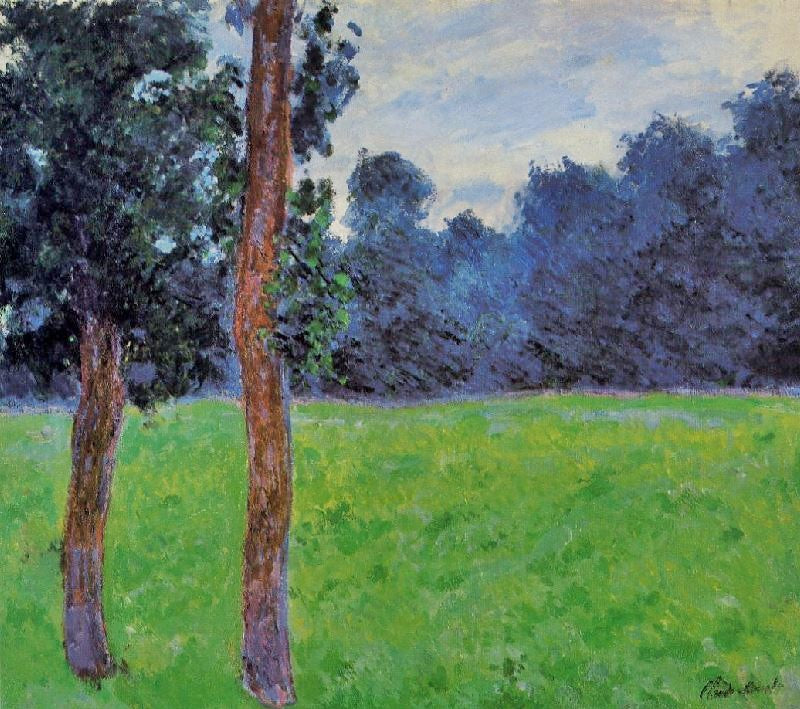 Two Trees In A Meadow by Claude Oscar Monet