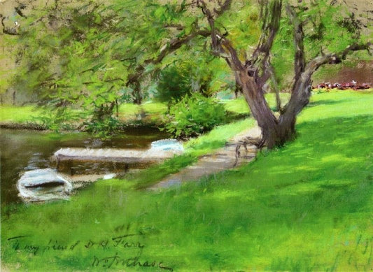 Bank Of A Lake In Central Park by William Merritt Chase
