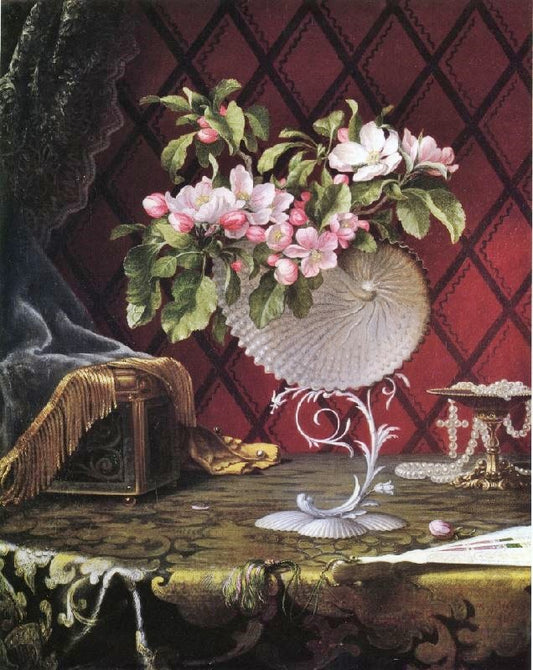 Still Life With Apple Blossoms In A Nautilus Shell by Martin Johnson Heade