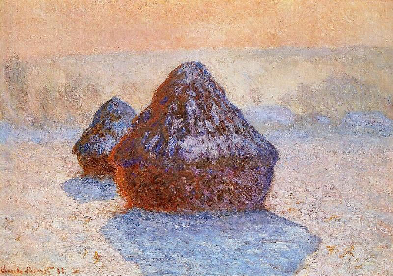 Grainstacks, White Frost Effect by Claude Oscar Monet