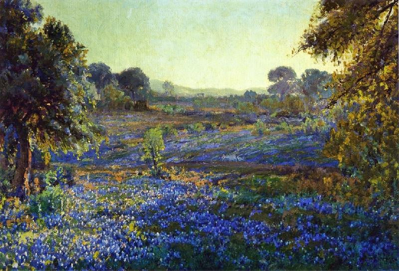 Bluebonnets At Late Afternoon, Near La Grange, Texas by Julian Onderdonk