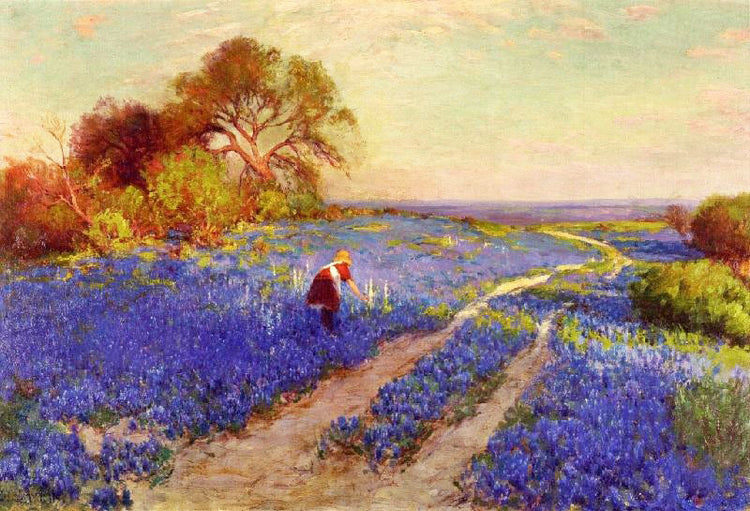 Bluebonnet Scene With A Girl by Julian Onderdonk