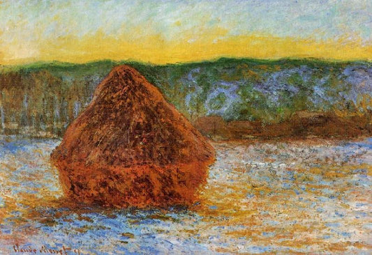 Grainstack, Thaw, Sunset by Claude Oscar Monet