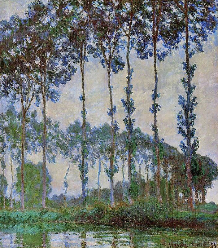 Poplars On The Banks Of The River Epte At Dusk by Claude Oscar Monet