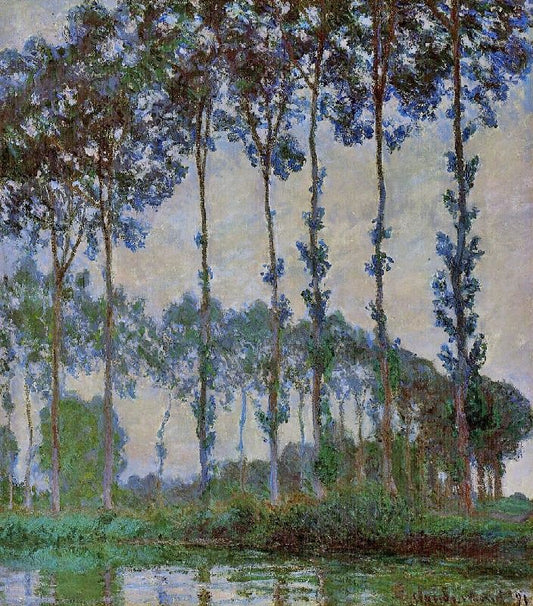 Poplars On The Banks Of The River Epte, Overcast Weather by Claude Oscar Monet
