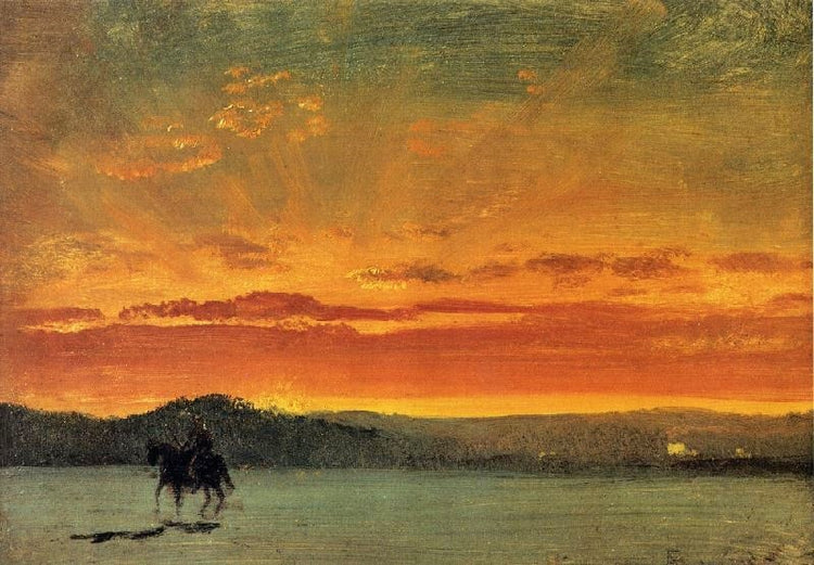 Indian Rider At Sunset by Albert Bierstadt