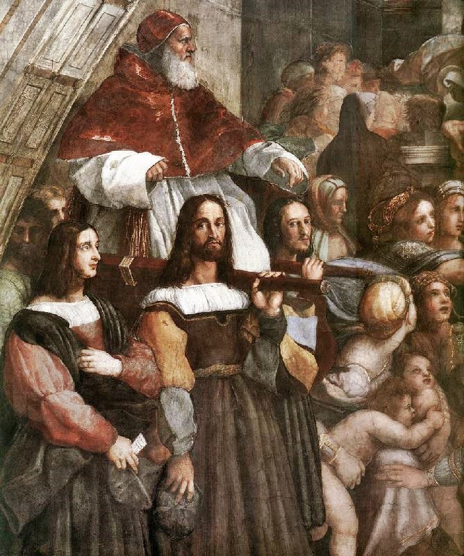 The Expulsion Of Heliodorus From The Temple, Detail 1, Stanza Di Eliodoro by Raphael