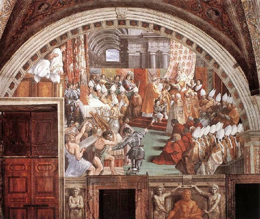 The Coronation Of Charlemagne, Stanza Dell’Incendio Di Borgo by Raphael